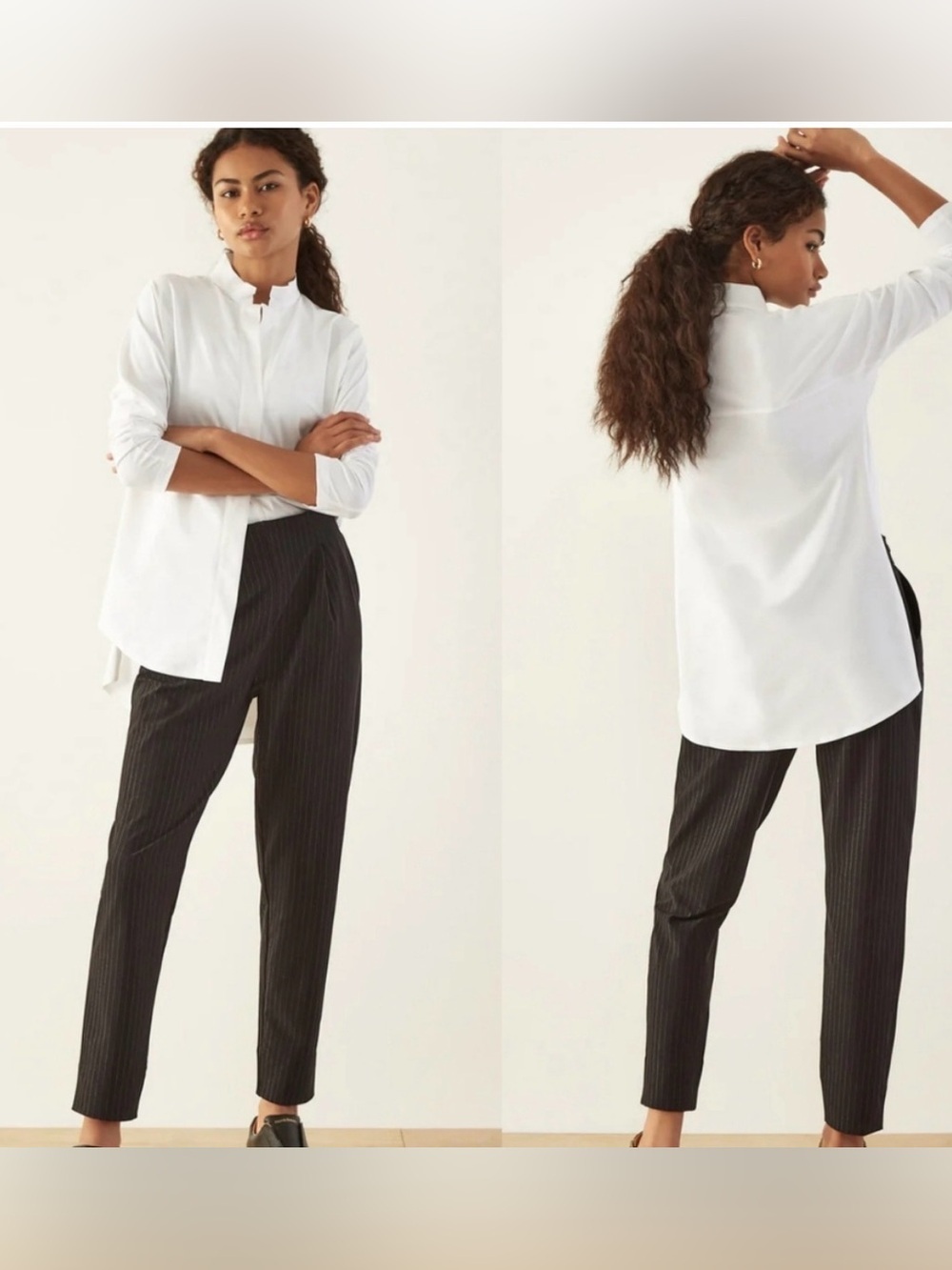 ADAY Something Borrowed Technical Silk Shirt XS White High Low